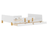 Full Size Platform Bed with Storage Drawers, Solid Wood Beds Frame with Bed Guardrail, Small Shelf, W1580P373244
