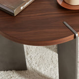 Round Coffee Table Walnut Wood Surface and Black Metel Feet W820P270431