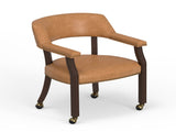 Gorman Dining and Game Chair in Walnut with Saddle Faux Leather B050P412223