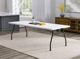 White 6 Foot Fold-in-Half Plastic Table, Indoor Outdoor, Scratch Resistant, Stain & UV Damage, 77784529