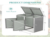 Garbage Bin Shed Stores 2 Trash Cans Metal Outdoor Bin Shed for Garbage Storage,54 cubic feet of 19835680