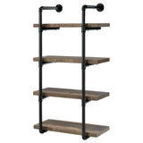 ZUN Black and Rustic Oak 4-tier Wall Shelf B062P145690