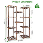 ZUN Multi-tier Wooden Plant Stand 11 Potted Flower Display Shelf Rack Vase Holder for Patio Balcony 57384920