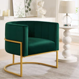 Upholstered Velvet Accent Chair with Golden Metal Stand,Mid-Century Living Room Leisure Chair with W2186137438