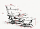 Swivel Recliner and Ottoman Set with Massage & Remote Cream White 72418688