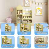Yellow Kids Wooden Bookshelf Toy Storage Organizer with Bookcase, Kid's Bin Storage Unit with 6 W2876P233555