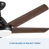 ZUN 48 In Intergrated LED Ceiling Fan Lighting with Brown Wood Grain ABS Blade W1367P171191