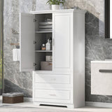 ZUN Tall Bathroom Storage Cabinet, Cabinet with Two Doors and Drawers, Adjustable Shelf, MDF Board, 44112722