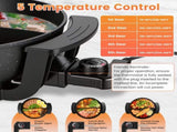 6L Large Capacity Electric Hot Pot with Divider, 5 Gear Adjustable Temperature Non-Stick Electric 87143772