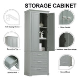 ZUN Tall Storage Cabinet with Three Drawers for Bathroom/Office, Grey WF299282AAE