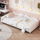 Twin size Upholstered Daybed, Sherpa Fabric Sofabed with Cloud-Shaped Backrest, No Box-spring N733P234602K