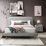 Grey Boucle 2-Drawer Upholstered Nightstand B062P209004