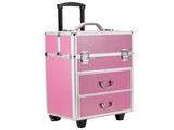 4 Tier Lockable Cosmetic Makeup Train Case with Extendable Trays Pink 73147203