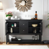ZUN Sideboard Buffet Console Table, Media Cabinet with Adjustable Shelves, Black W965P147788