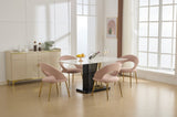 061-Set of 1 Velvet Fabric Chairs With Curved Backrest and Golden Metal Legs for Kitchen or W527P255478