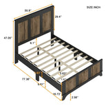 Farmhouse Wooden Platform Full Size Bed, Modern Platform Bed with Wooden Strip Decoration, Plywood WF530905AAB