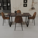 59" MDF black wooden table and modern chair set of 4 pieces, medieval wooden kitchen 69447352