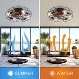 Indoor Low Profile 20 Inch Industrial 7 Blades Remote Control Ceiling Fan with Bulb Light W93456410