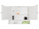 Double Door Mirror Indoor Bathroom Wall Mounted Cabinet Shelf White 74700543