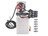 12V DC 6 Quart Hydraulic Pump 6 Way Double Acting Hydraulic Power Unit for Dump Trailer, Scissor 81919656