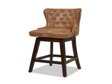 Holmes Tufted High-Back 360 Swivel Counter-Height Barstool, Tan Brown Faux Leather B2719P238380