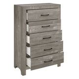 ZUN Rustic Design Gray Finish 1pc Chest with Storage Drawers Black Metal Hardware Bedroom Furniture B01146553