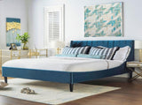 Aspen Vertical Tufted Modern Headboard Platform Bed Set, Queen, Satin Teal Blue Velvet B2719P238506