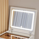 ZUN 3-in-1 dressing table with flip mirror and light, small dressing table set with visible glass 52844477