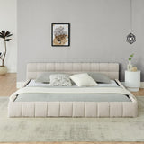 King size Upholstered Bed Frame Thick Fabric, Chenille Fabric Grounded Queen Size Platform Bed W487P246689