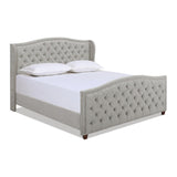 Marcella Upholstered Shelter Headboard Bed Set, King, Silver Grey Polyester B2719P238222