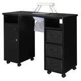 ZUN MDF Double Cabinet 3 Drawers 1 Door With Fan Manicure Table Black 33888611