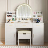 47.2" Makeup Vanity Mirror and Light, Vanity Desk Cushioned Storage Stool, Dressing Table 41364070