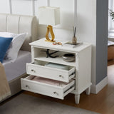 Open Space and 2 Drawers Dresser Nightstand with Charging Station, Farmhouse End Table with USB W1693P216932