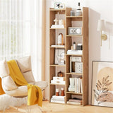 25.5" x 8" x 64" Wooden Bookcase with Anti-Tipping Kits - Natural 74681126