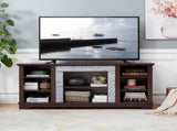 TV Media Stand with with Faux Stacked Stone Surround, Modern Entertainment Console with Open Storage 52124914