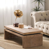 Modern Rustic Wood Coffee Table Rectangular Living Room Center Table with Floating Top Design 02669930