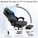Ergonomic Gaming Chair, Video Game Chair with Massage Lumbar Support and Footrest, Height Adjustable 95655292