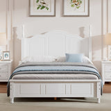 Full Size Wood Platform Bed Frame,Retro Style Platform Bed with Wooden Slat Support,White WF308186AAK