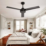 52" Outdoor Ceiling Fan Without Light, 3 ABS Blades Farmhouse Ceiling Fan with Remote Control W882P164176
