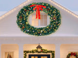 72in Pre-lit Christmas Wreath, Lighted Artificial Xmas Wreath with 300 Warm White Lights and 1200 39499618