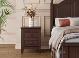 2-Drawer Nightstand for Bedroom, Mid Century Retro Bedside Table with Classic Design,Dark Walnut 59751432