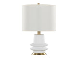 Lloyd 26" Contemporary Polyresin Table Lamp in Sanded Matte White Polyresin, Modern Brass and White B202P224003
