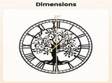 Black Tree of Life Decorative Wall Clock, 27 Non-Ticking Quartz Movement Easy to Read 86491355