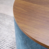 2-Piece Set Round Chenille Storage Ottoman, Equipped with a Drum Shaped Small Stool, Storage Space, W487P179600