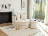 Oversized Round Accent Barrel Chair with 5 Pillows Soft Chenille Upholstered Armchair Lazy Lounge W1170P283146