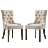 Set of 2 Fabric Upholstered Dining Chairs, Beige and Weathered Oak B016P315231