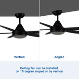 ZUN 56 In Intergrated LED Ceiling Fan Lighting with Black ABS Blade W136760568