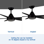 ZUN 56 In Intergrated LED Ceiling Fan Lighting with Black ABS Blade W136760568