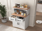 Wooden Kitchen Cabinet White Pantry Storage Microwave Cabinet with Storage Drawer W40953988
