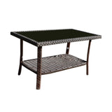 4-piece outdoor rattan sofa with cushion brown 29718300